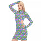 Colorful Flowers Waist Hollow Hip Dress