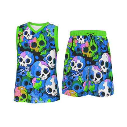 Men's Skull Gang V Neck Basketball Suit