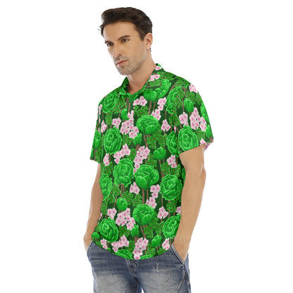 Green Roses Men's Polo Shirt | Velvet