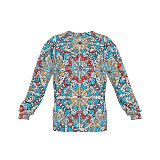 Mandala Effect Men's Drop Shoulder Round Neck Long-Sleeved Sweatshirt