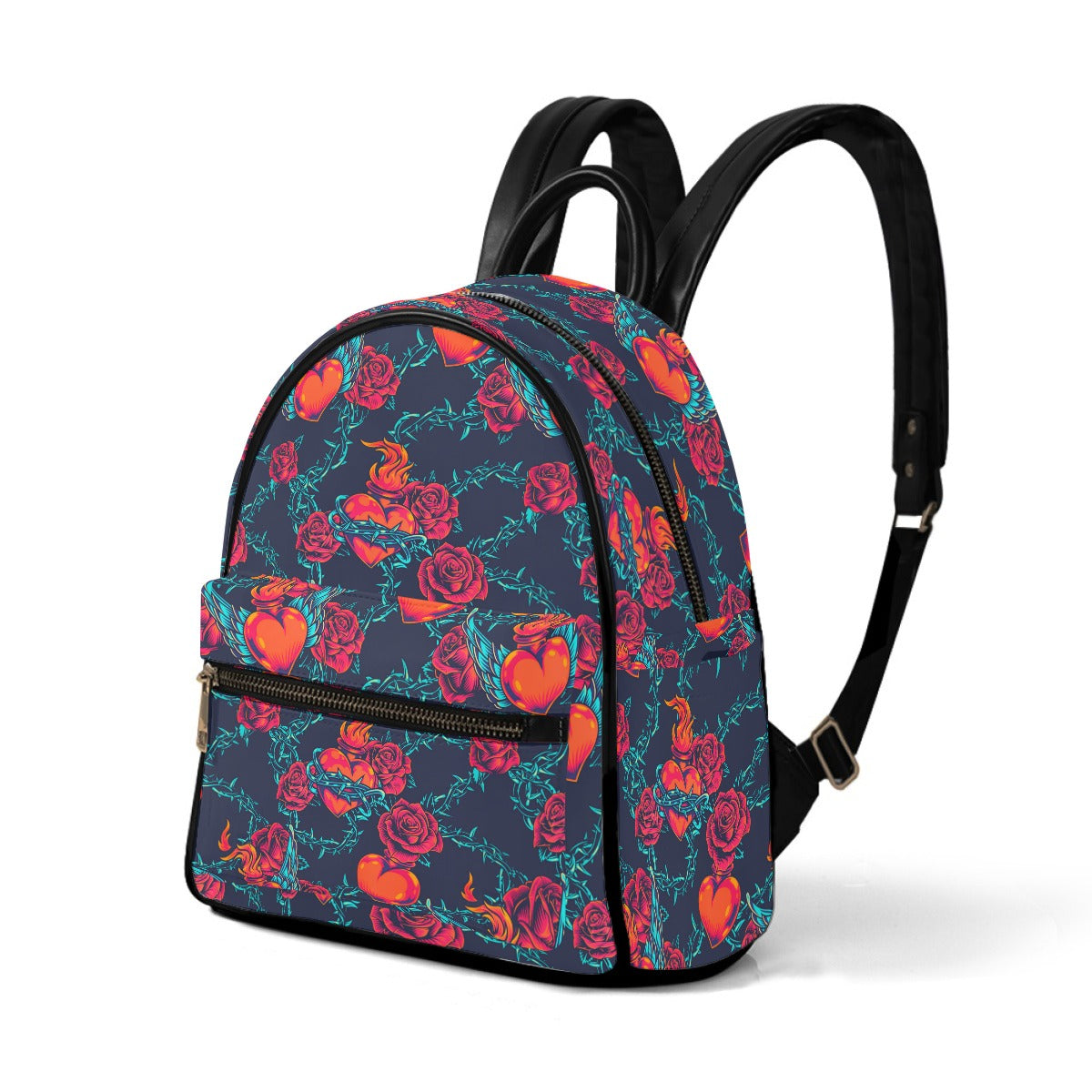 Hearts & Roses Tattoo Style Small Size Backpack