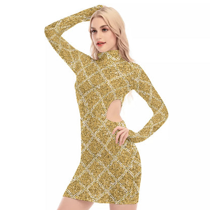 Her Gold Royal Waist Hollow Hip Dress