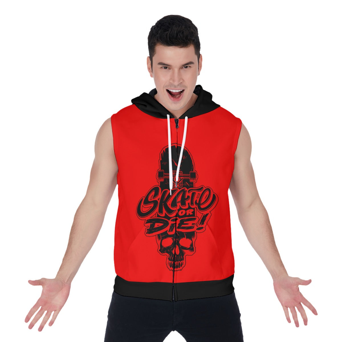 Skate Or Die Men's Zip-up Sleeveless Hoodie