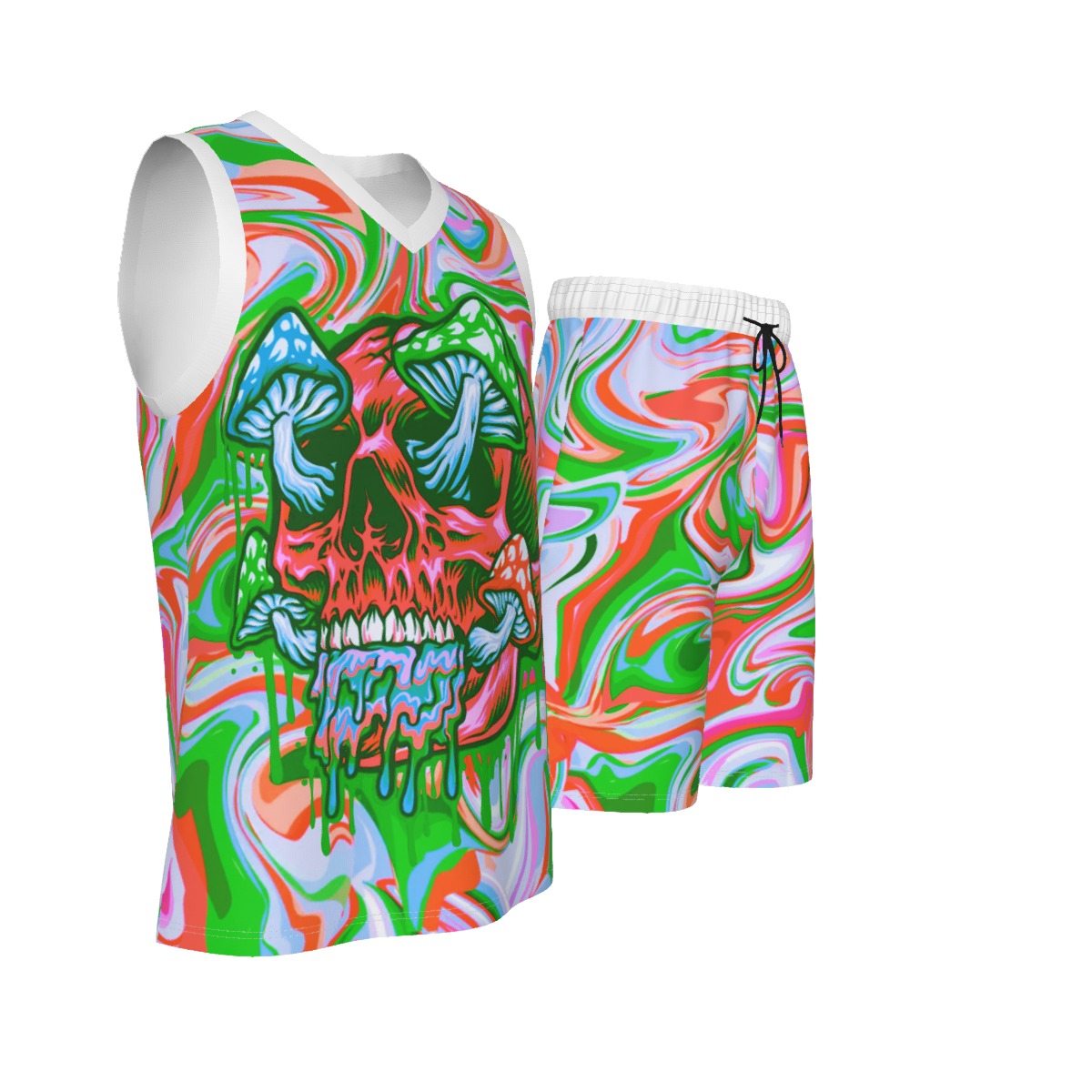 Psychedelic Men's V Neck Basketball Suit