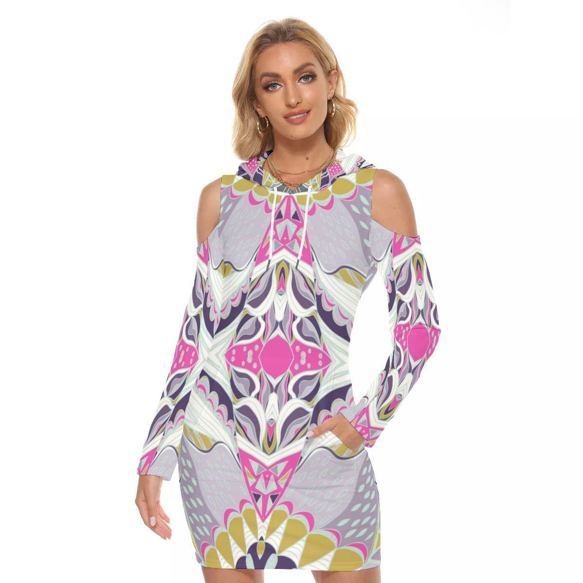 Beautiful Abstract Hooded Tight Dress