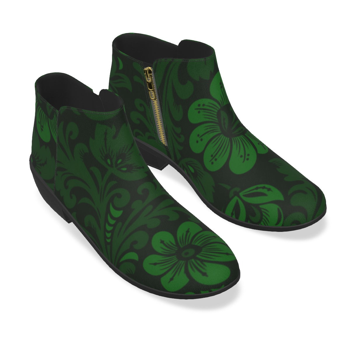 Green Flowers Men's Fashion Boots