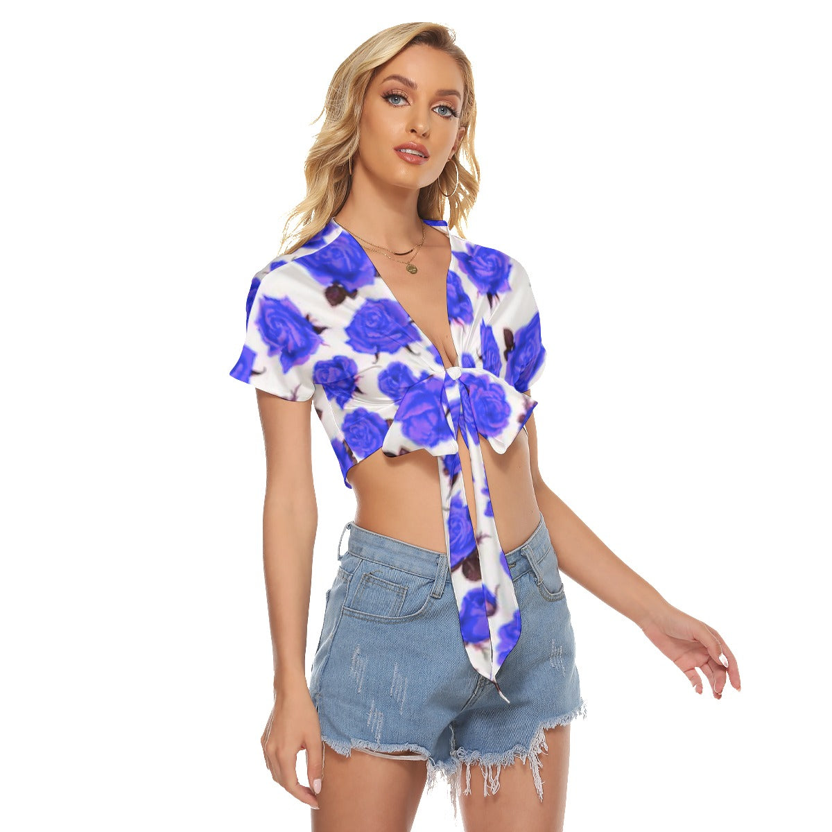 Blue Roses Women's Bandage Crop Top