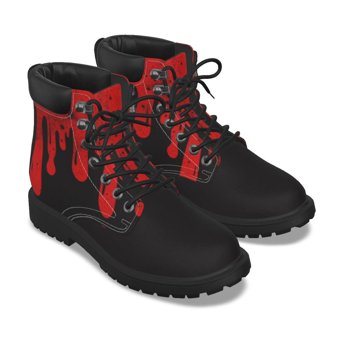 Drippy Red & Black Women's Short Boots