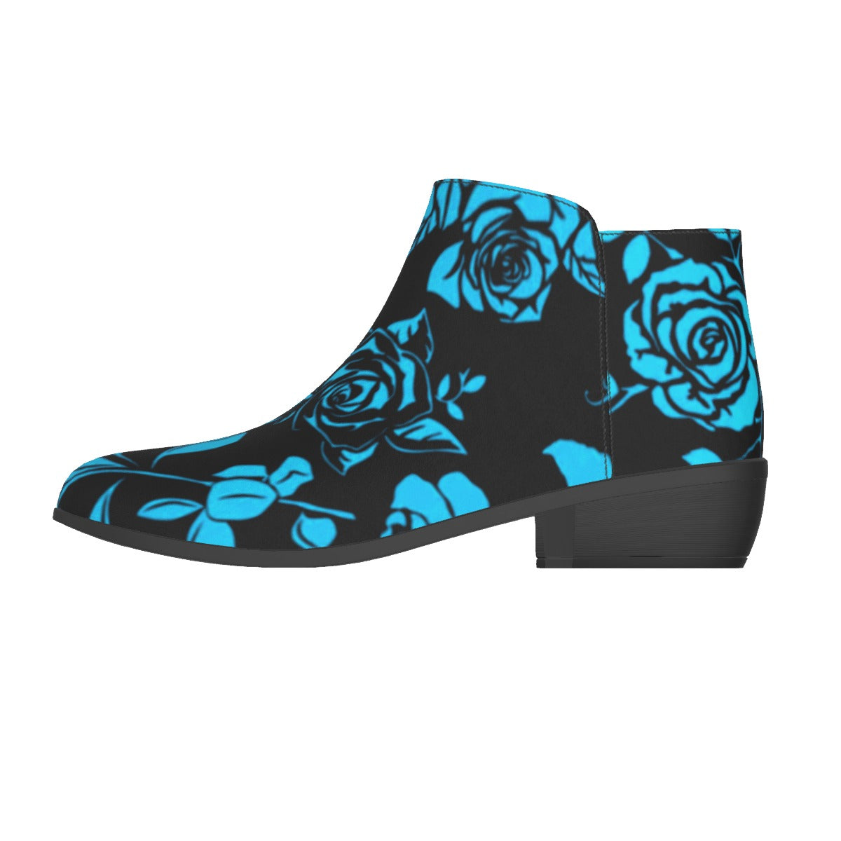 Teal & Black Roses Men's Fashion Boots