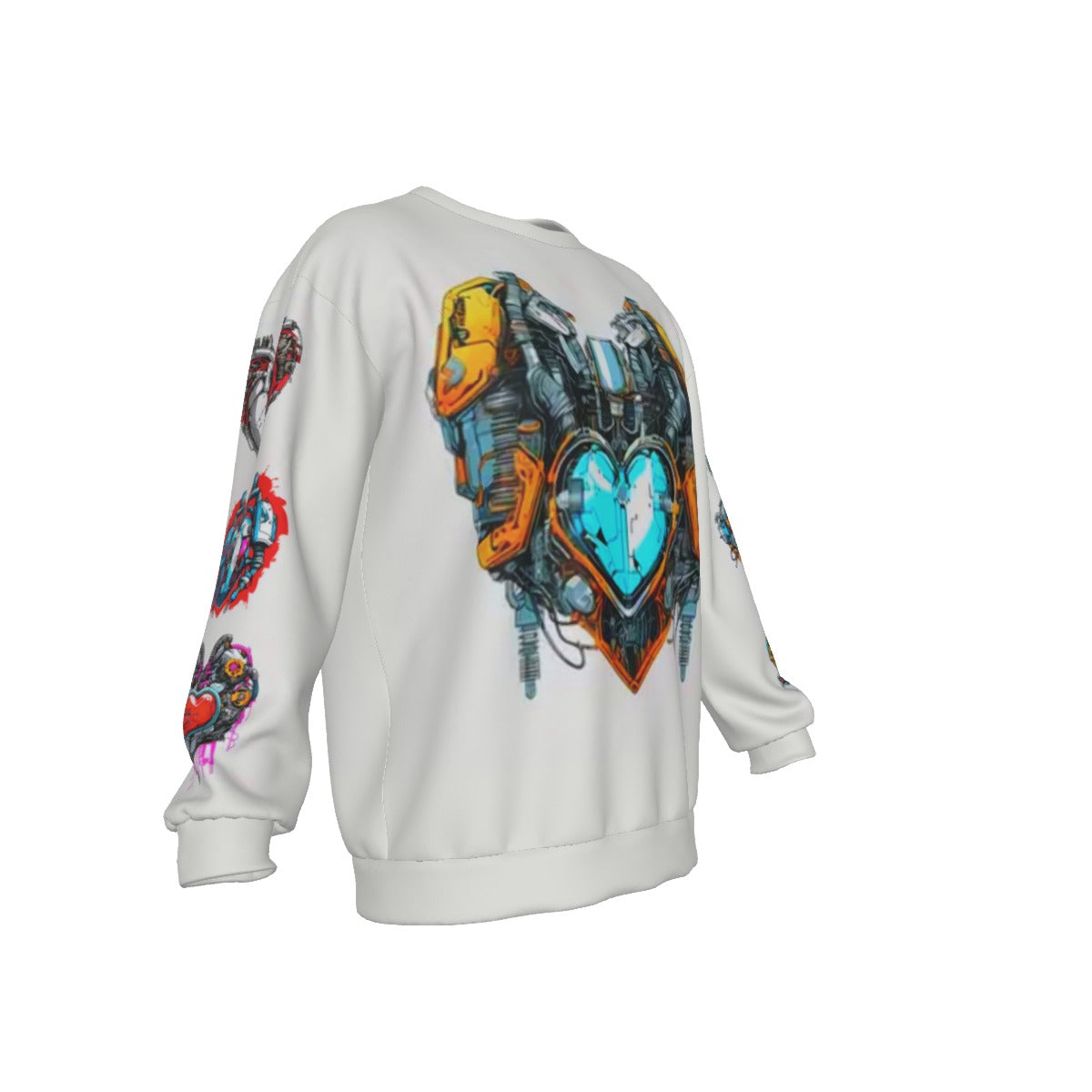 Bionic Hearts Men's Drop Shoulder Round Neck Long-Sleeved Sweatshirt