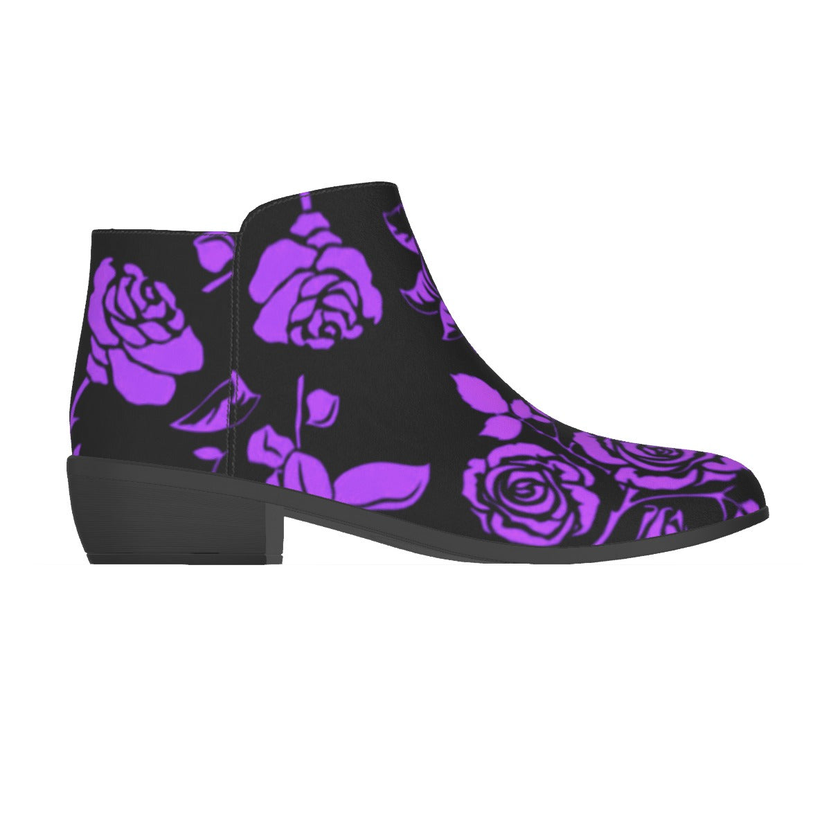 Purple & Black Roses Men's Fashion Boots