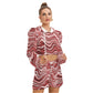 Red Wavy Baby Women's Micro Fleece Hoodie And Shorts Set
