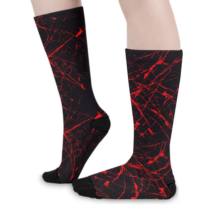 Black & Red Splatter Long Socks