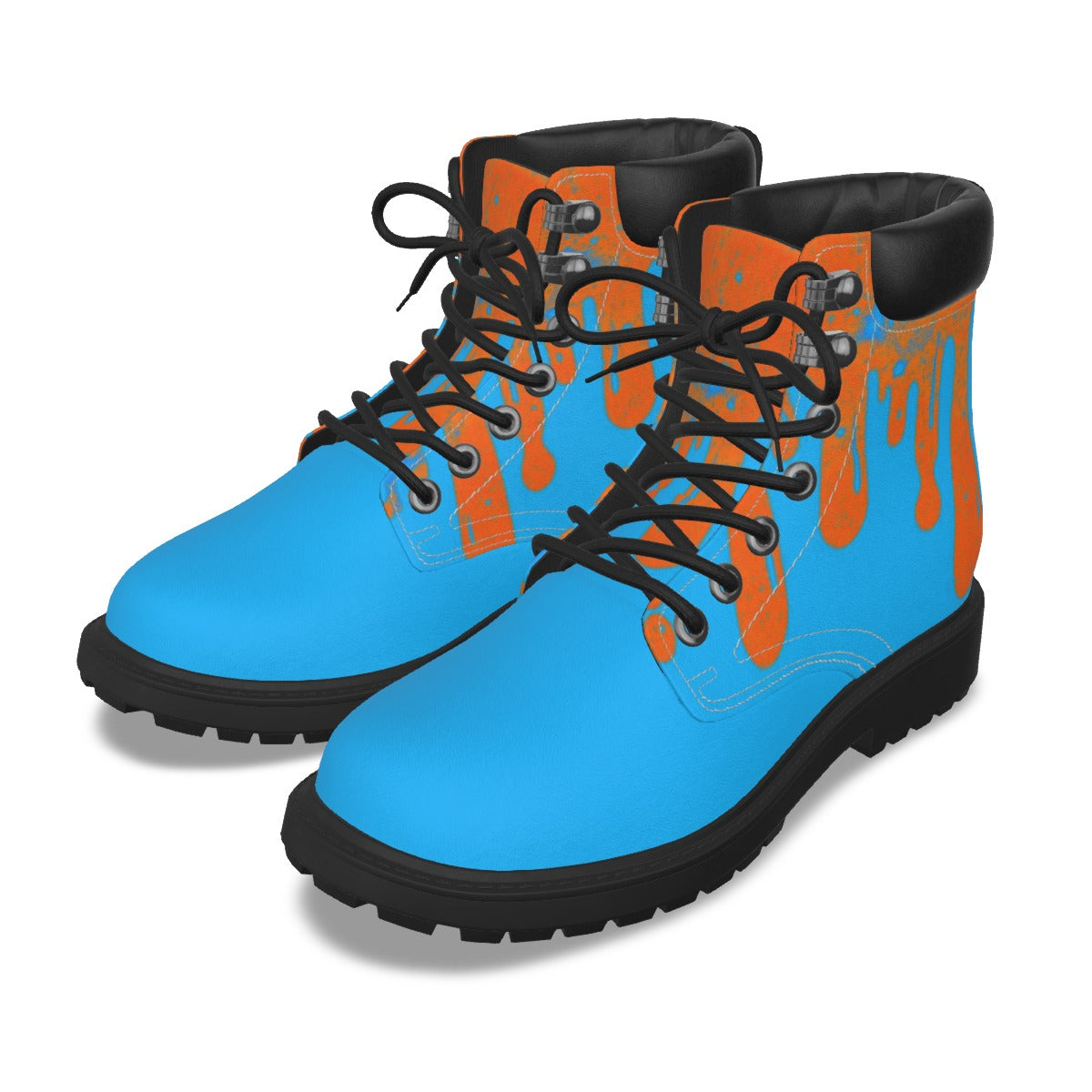 Drippy Orange & Blue Men's Short Boots