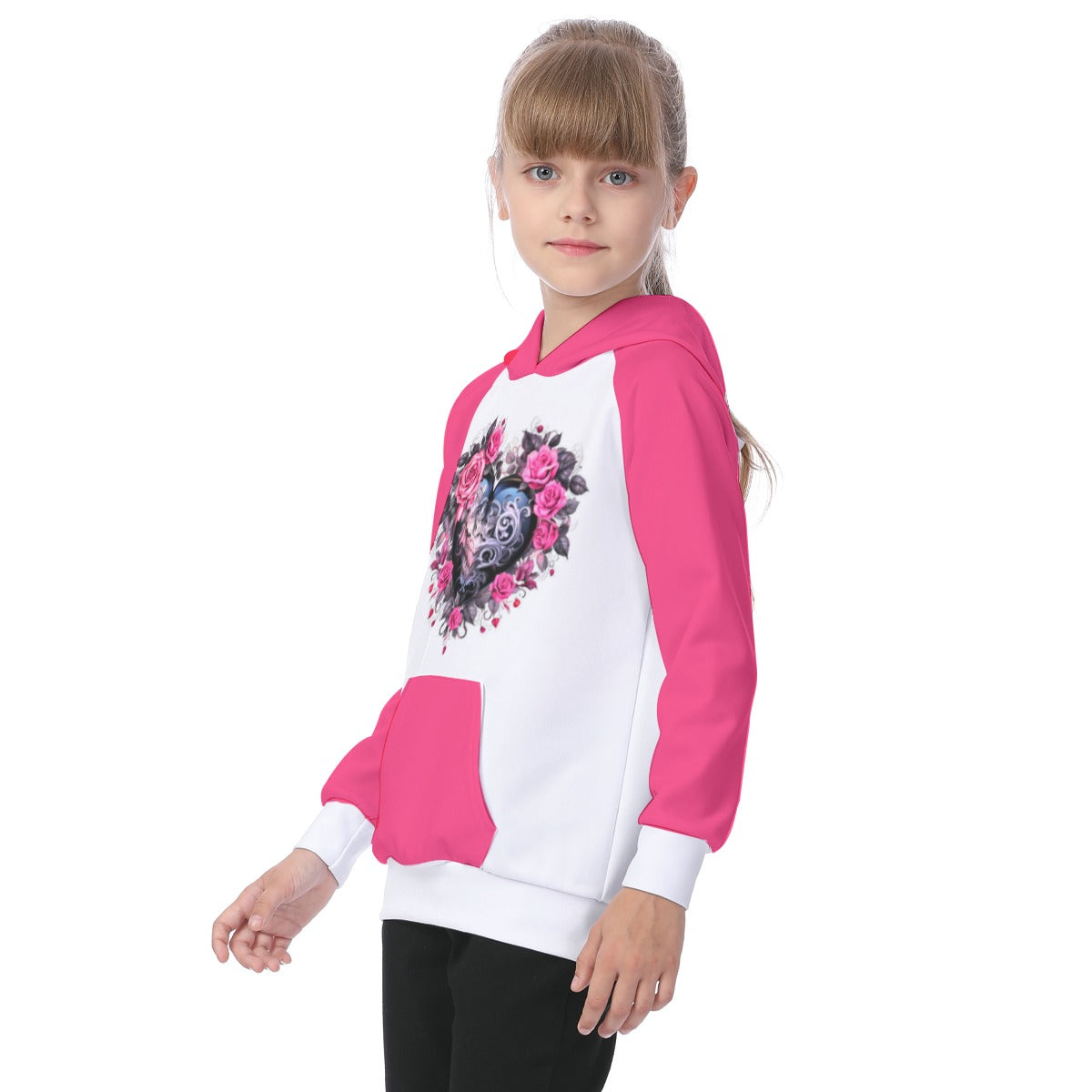 Kid's Gothic Hearts Raglan Pullover Hoodie