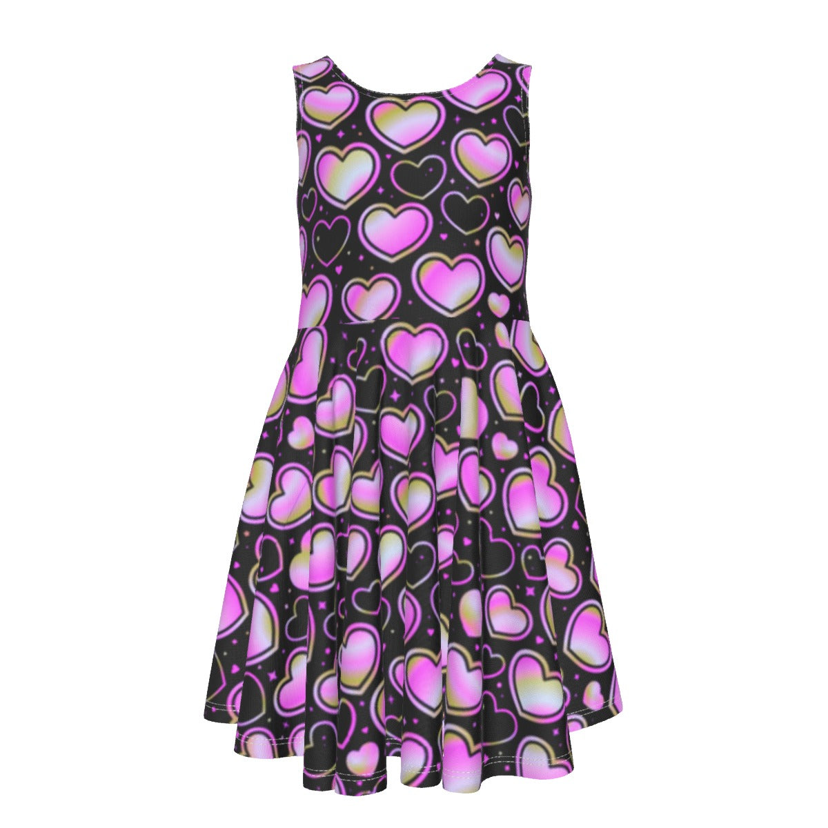 Holographic Hearts Kid's Sleeveless Vest Dress