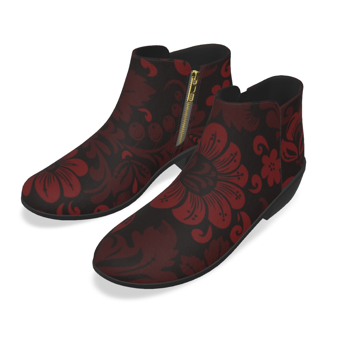 Red Flowers Men's Fashion Boots