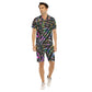 Futuristic Neon Geometric Men's Short Sleeve Shirt Sets