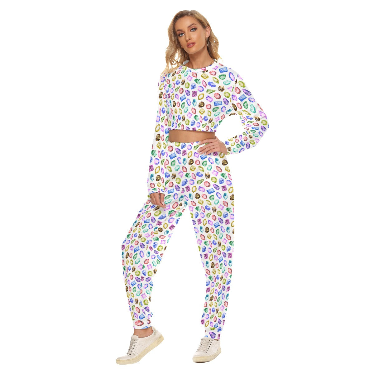 Dropping Jewels Women's Crop Sweatshirt Suit