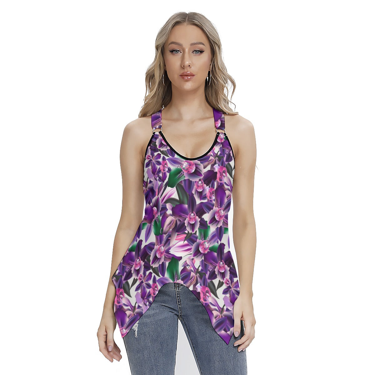 Beautiful Tropical Orchids Women's Skinny Sport Tank Top