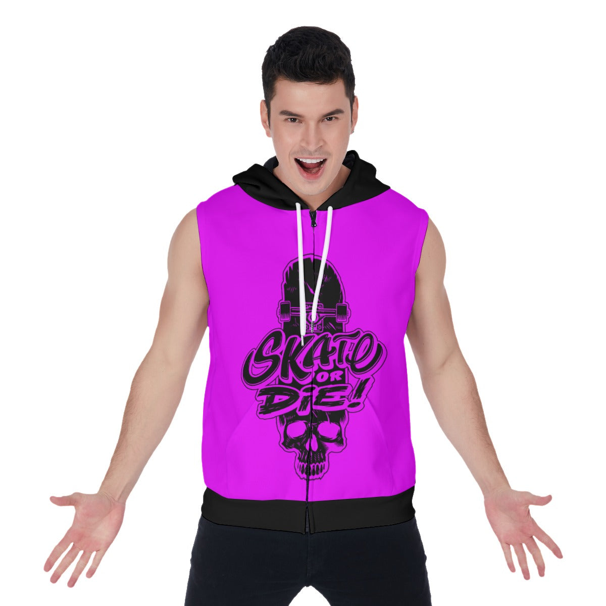 Skate Or Die Men's Zip-up Sleeveless Hoodie