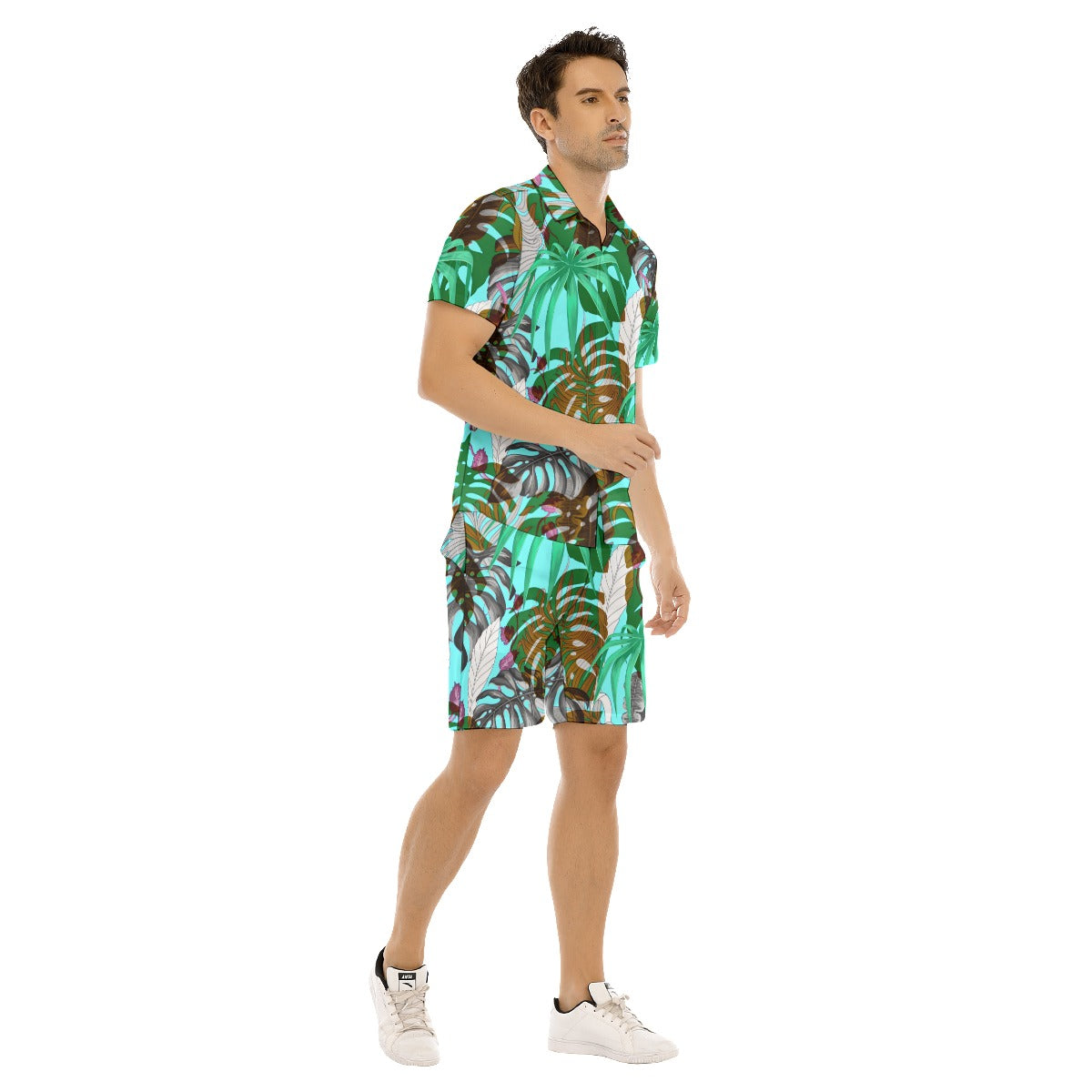 Tropical Leaves Men's Short Sleeve Shirt Sets