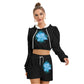 Blooming Light Blue Rose Women's Micro Fleece Hoodie And Shorts Set