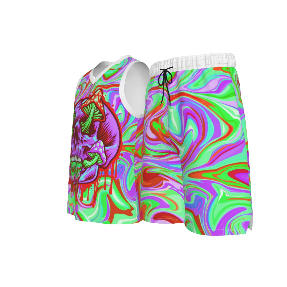 Psychedelic Men's V Neck Basketball Suit