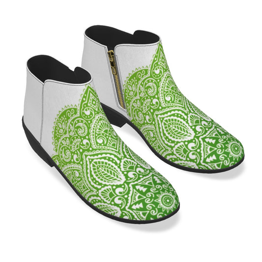 Beautiful Green Flower Men's Fashion Boots