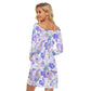 Garden Flowers Women's Off-shoulder Long Sleeve Dress