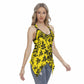 Elegant Yellow With Black Flowers Women's Skinny Sport Tank Top