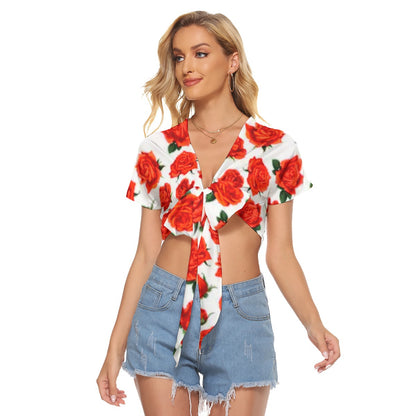 Red Roses Women's Bandage Crop Top