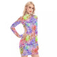 Colorful Flowers Waist Hollow Hip Dress