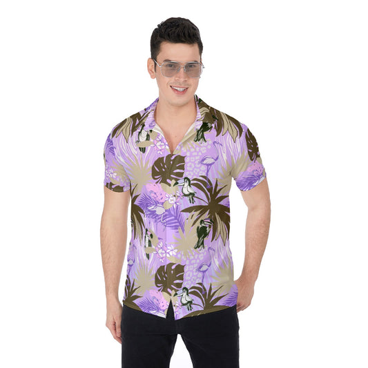 Tropical Birds With Flowers Men's Button Up