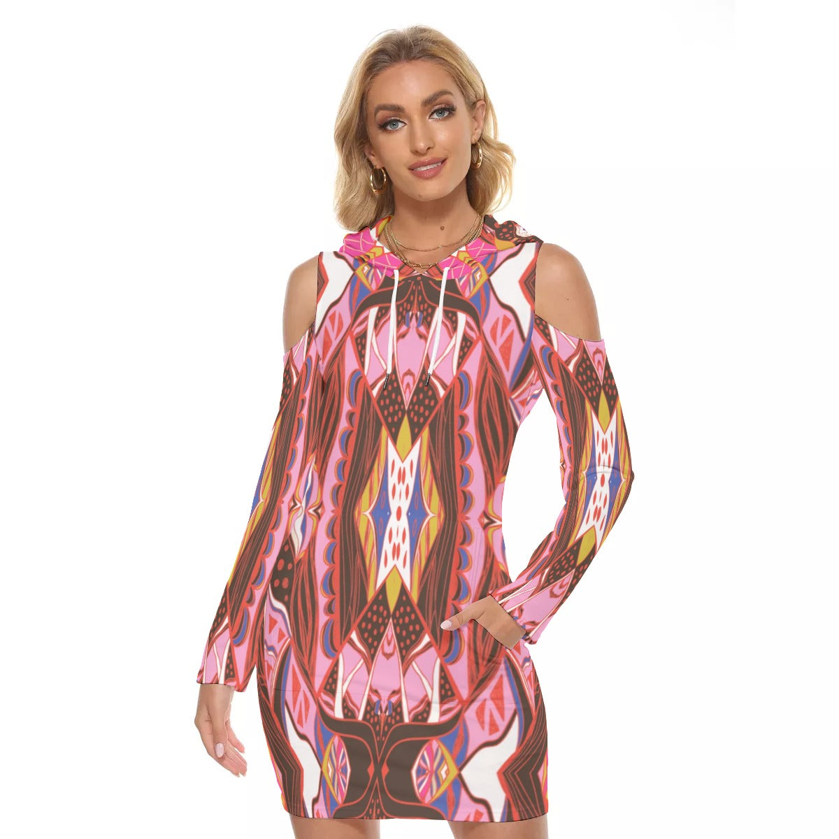 Beautiful Abstract Hooded Tight Dress