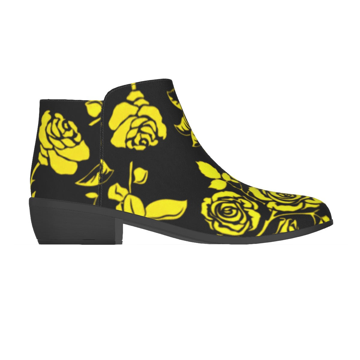 Yellow & Black Roses Men's Fashion Boots