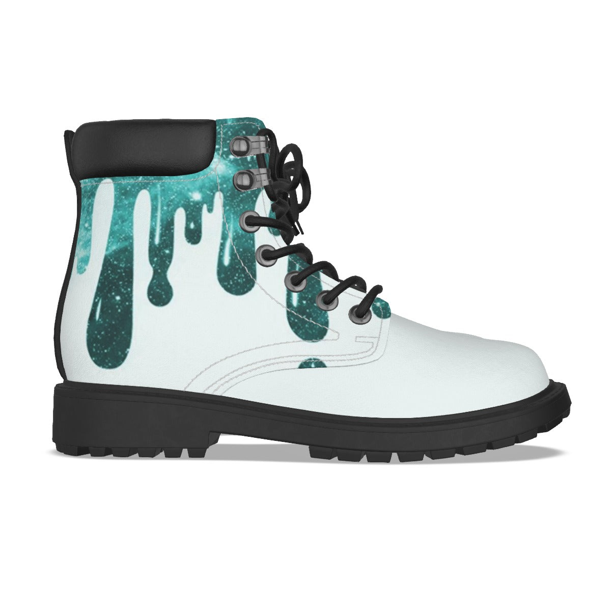 Drippy Teal & White Men's Short Boots