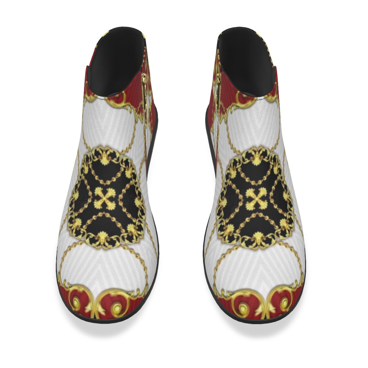 Red, White, Black & Gold I am King Men's Fashion Boots