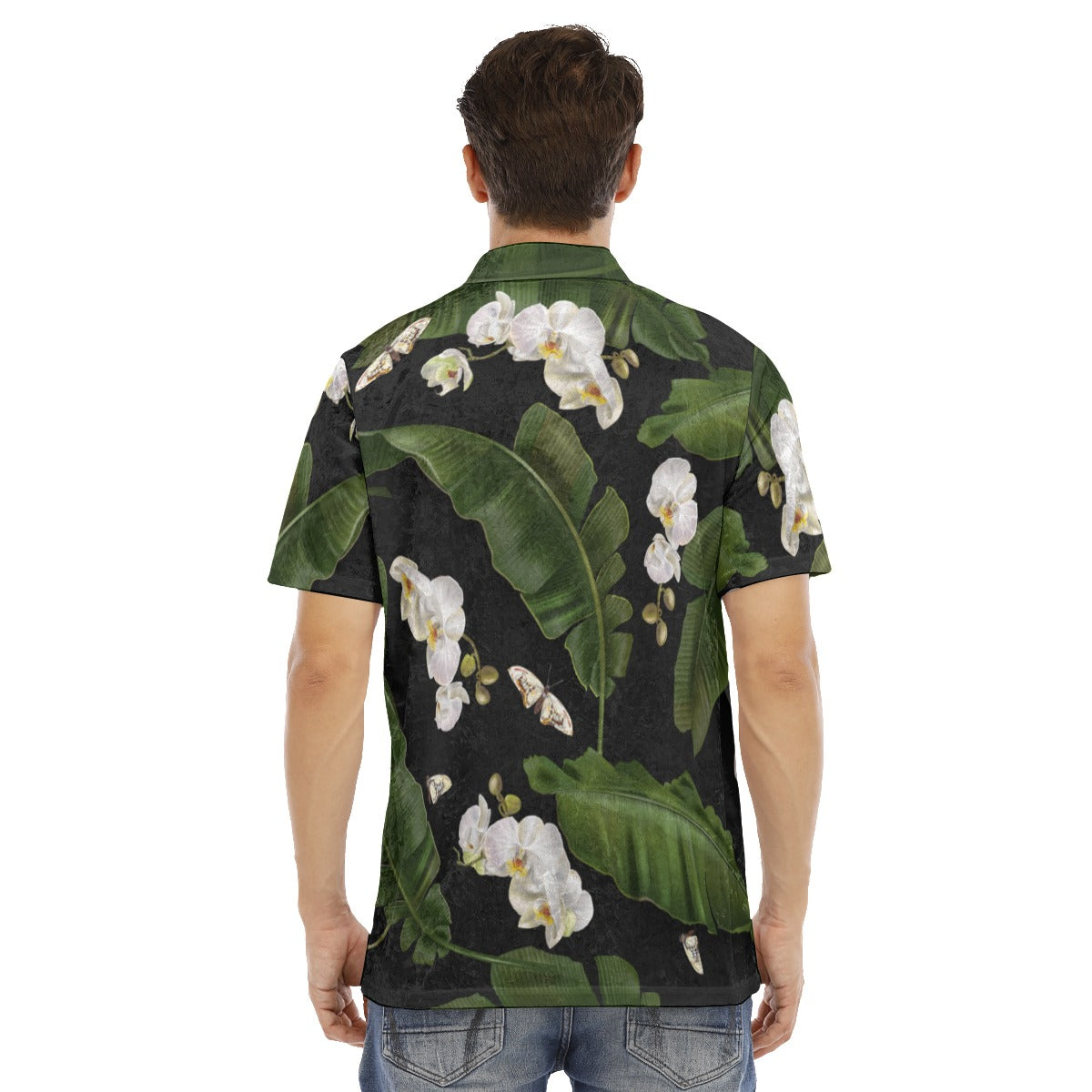 Banana Leaves & Orchids Men's Polo Shirt | Velvet