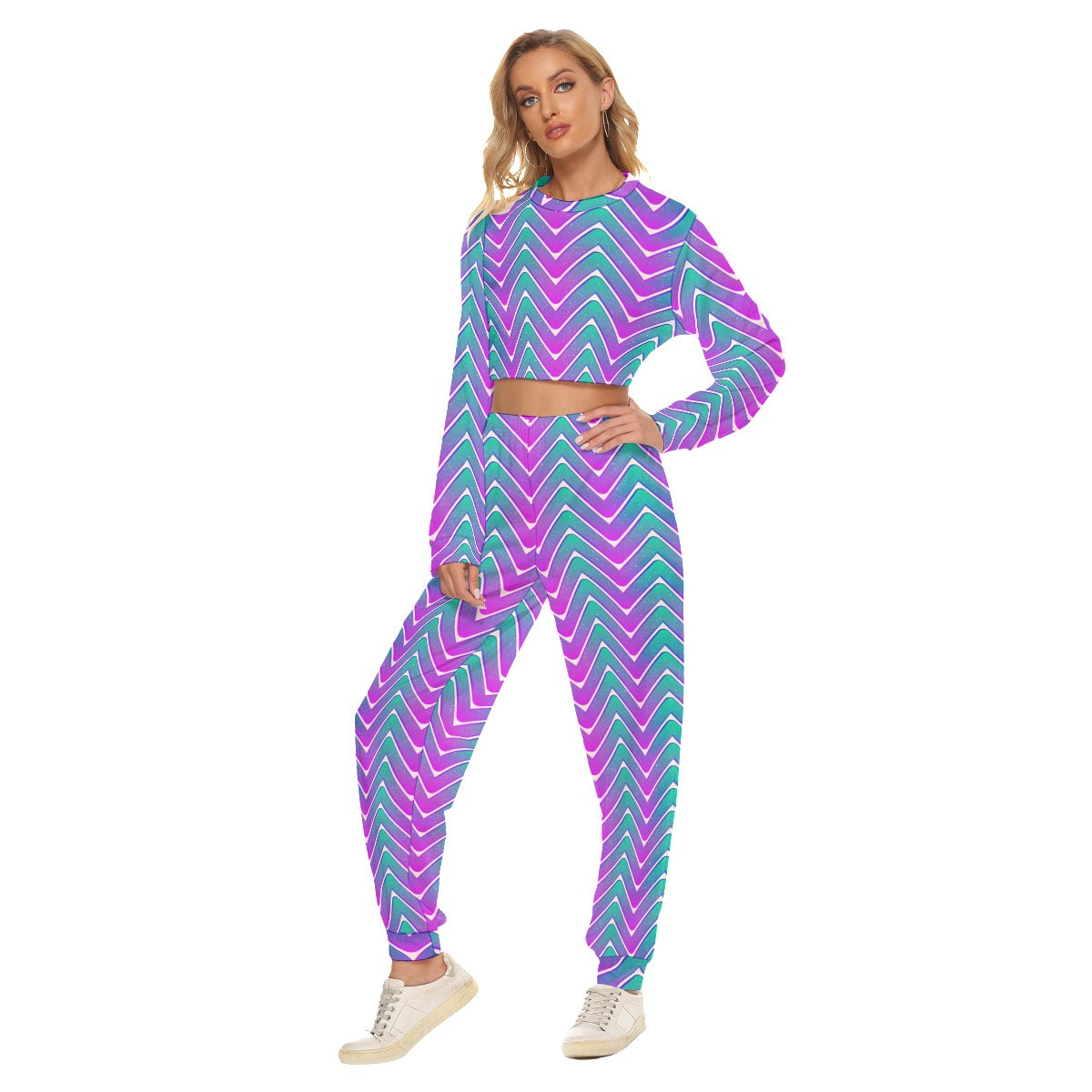 Let's get Wavy Baby Women's Crop Sweatshirt Suit