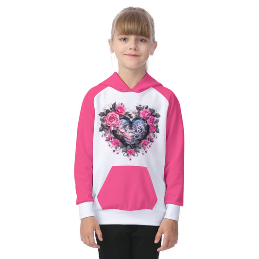 Kid's Gothic Hearts Raglan Pullover Hoodie