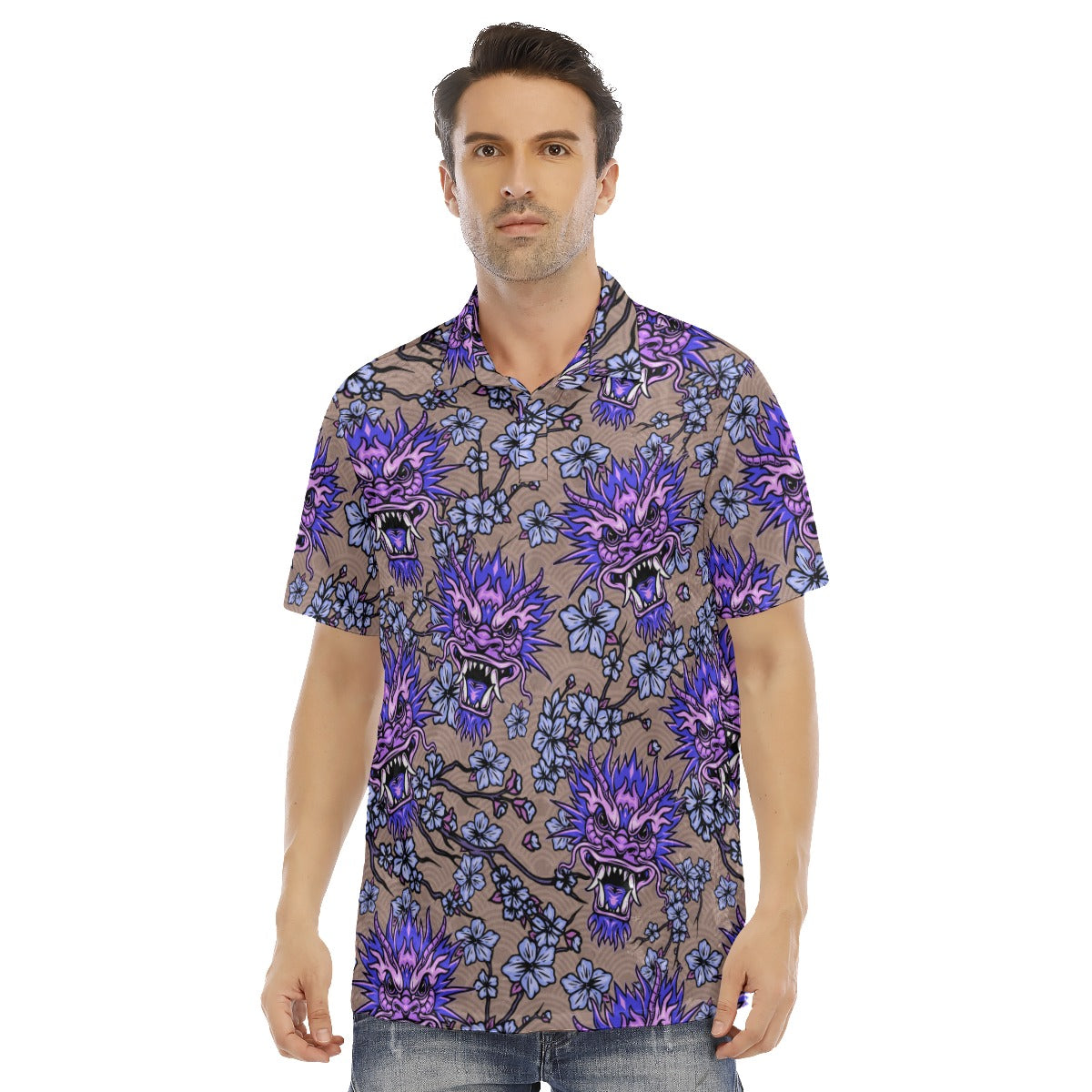 Japanese Dragons Men's Polo Shirt | Velvet