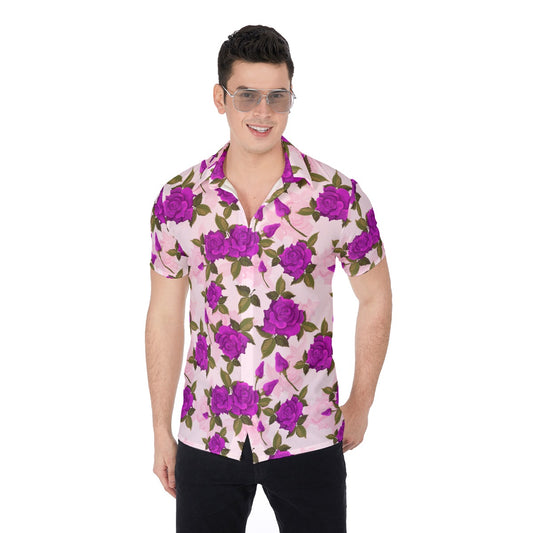 Purple Roses Men's Button Up