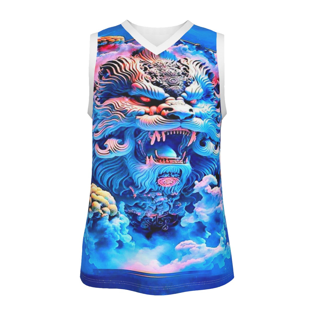 Japanese Style Dragon Men's V Neck Basketball Top