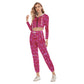 Quatrefoil Portuguese Style Women's Crop Hoodie Sports Sets