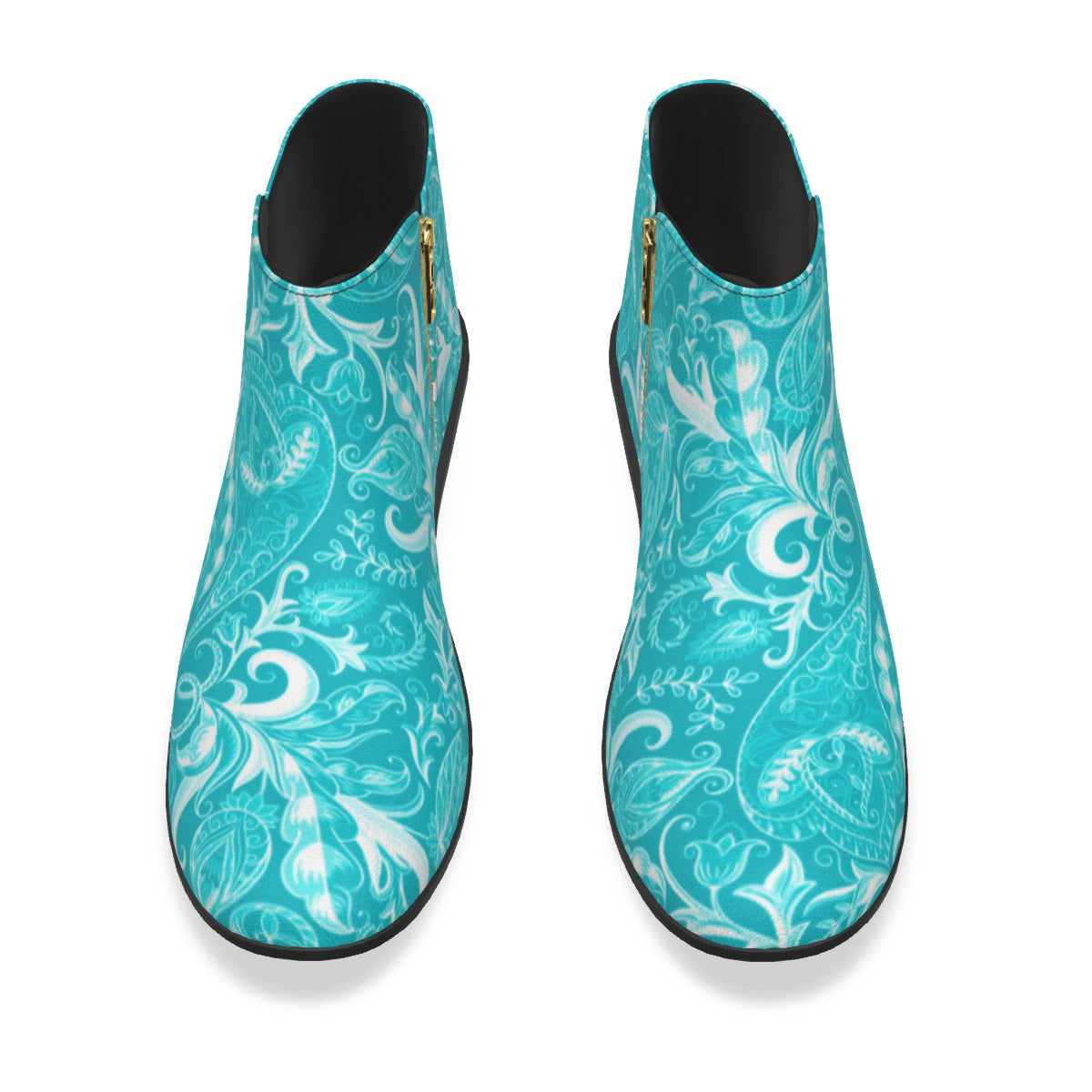 Cute Flowers Teal & White Men's Fashion Boots