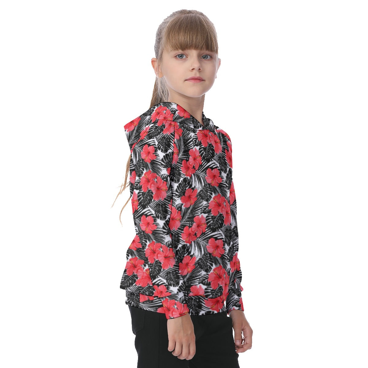 Tropic Flowers Kid's Raglan Pullover Hoodie