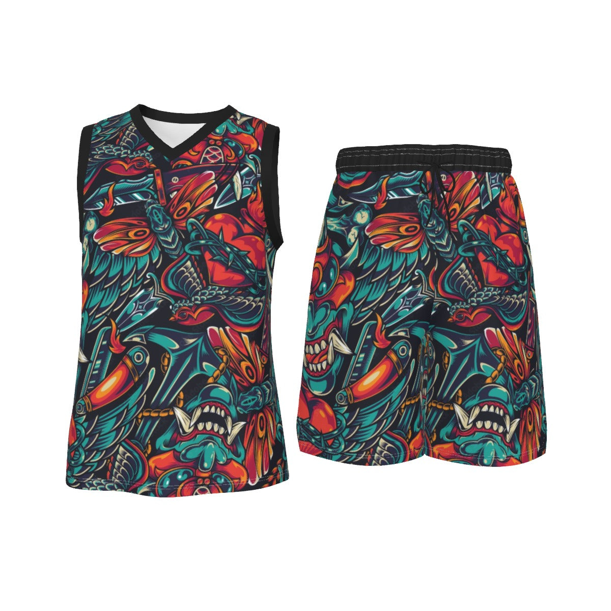 Inked Up Men's V Neck Basketball Suit