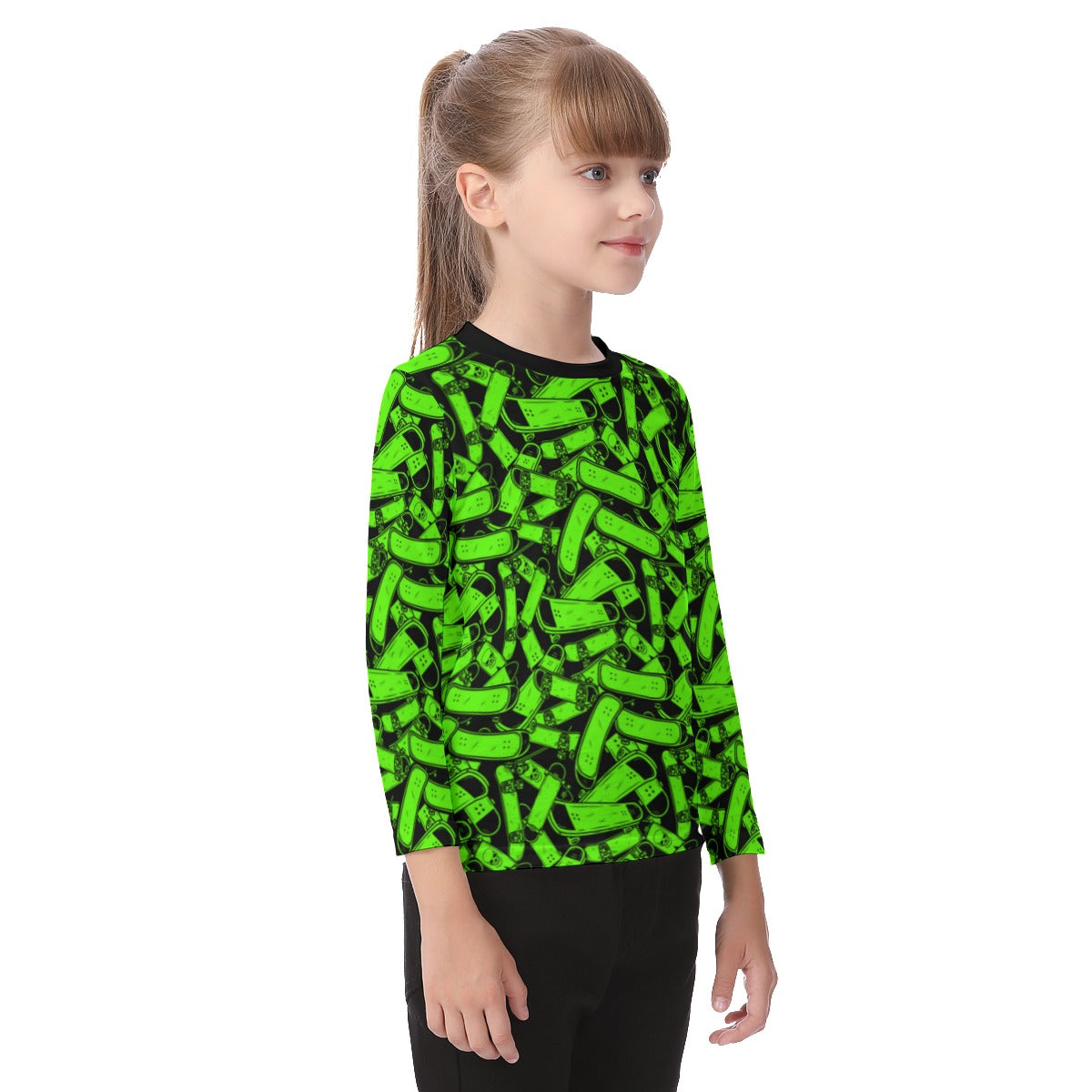 Kid's Skateboard O-neck Long Sleeve T-shirt