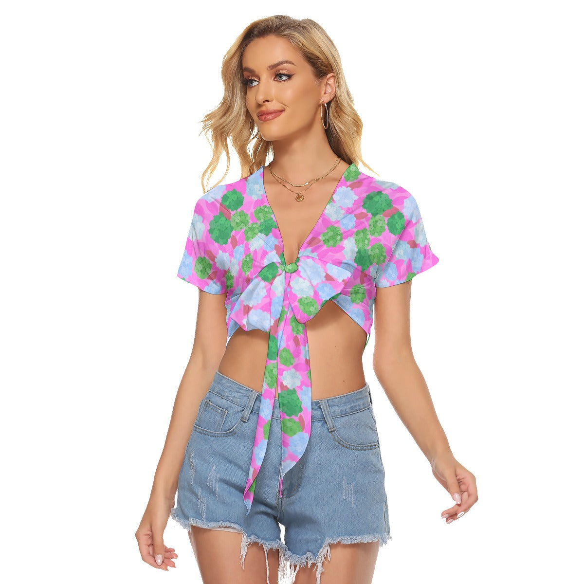 Colorful Hydrangea Flowers Women's Bandage Crop Top